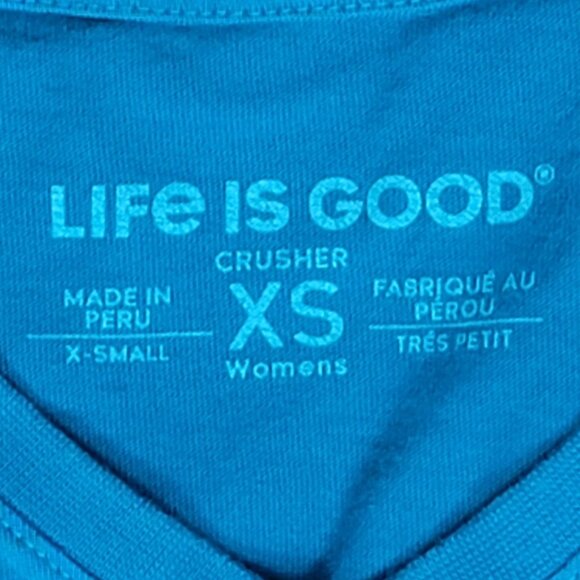 Life Is Good Aqua V-Neck Short Sleeve This Is How I Roll Cat Crusher Tee - XS - Picture 8 of 8